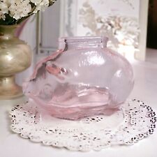 Vintage Pink Textured Glass Small Pig Piggy Bank Coin Still 4" L x 3" H for sale  Shipping to South Africa