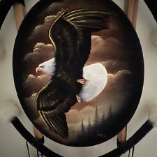 Flying Eagle Oval Velvet Painting 44”X 21”Hand Painted Mandela Signed Artist, used for sale  Shipping to South Africa