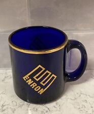 Caneca de café colecionável translúcida logotipo ENRON vintage azul escuro cor ouro, usado comprar usado  Enviando para Brazil