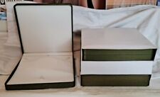 THREE Large Olive Green PU Leatherette Necklace Jewellery Boxes 195 x 190 x 35mm for sale  LONDON