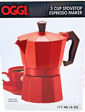 OGGI 6570 3 6 oz. Copo de alumínio fundido fogão máquina de café expresso tapete vermelho NOVO LIDO, usado comprar usado  Enviando para Brazil