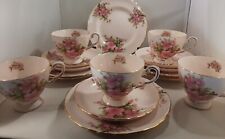 Tuscan Plant ( January Carnations )Pink Tea cups, Saucers & Side Plates. V.G.C, used for sale  PRESTONPANS