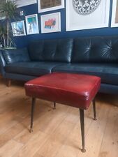 Vintage Mid Century Modern Oxblood Red Leather Dansette Footstool 1960s for sale  Shipping to South Africa