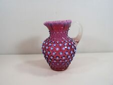 Fenton Cranberry Opalescent Hobnail 5 1/2"h Ruffled Top Pitcher, used for sale  Shipping to South Africa