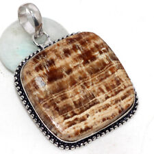 925 Silver Plated-Aragonite Ethnic Gemstone Handmade Pendant Jewelry 2" JW for sale  Shipping to South Africa