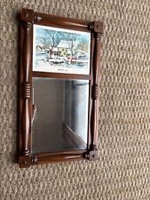 Vintage Wood Framed Wall Mirror Containing Currier & Ives “Frozen Up” Print.  for sale  Shipping to South Africa