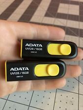 Adata UV128/16GB USB 3.0 Yellow Flash Drives Lot of 2 Rare (tested/works), used for sale  Shipping to South Africa