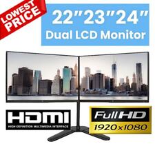 Usado, Juego doble Dell HP 22" 23" 24" LCD pantalla ancha monitor Full HD 1080p HDMI segunda mano  Embacar hacia Argentina
