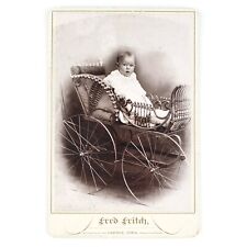 Used, Boy Riding Big-Wheel Pram Photo c1890 Baby Buggy Fred Fritch Cabinet Card B3230 for sale  Shipping to South Africa