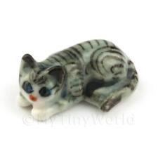 Casa Delle Bambole Miniatura Ceramica Grigio Tabby Cat segunda mano  Embacar hacia Mexico