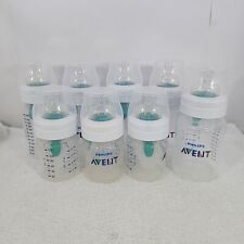 Lot of 8 Philips Avent Anti-Colic Baby Bottle With AirFree Vent Clear 9oz & 4oz, used for sale  Shipping to South Africa