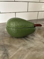 Ceramic Avocado Serving Bowl With Lid & Spoon Set, Excellent Condition 6Lx3H for sale  Shipping to South Africa