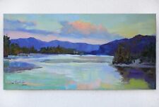 River landscape painting IMPRESSIONISM original Oil on canvas by A Onipchenko, used for sale  Shipping to Canada