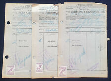 Terranova 1940 Lote de 3 facturas de envío estampadas United Nail & Foundry Co. #6040 segunda mano  Embacar hacia Argentina