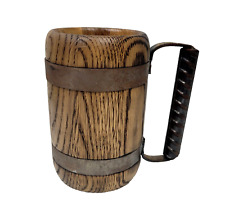 Handmade Beer Mug Oak Wood Tankard Stein Metal Straps & Handle Trees to Dreams for sale  Shipping to South Africa