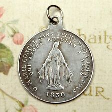 Medalla Milagrosa 1902. Santa Virgen María. Antiguo colgante religioso grande de plata segunda mano  Embacar hacia Argentina