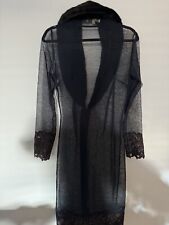 RONIT ZILKHA LONG BLACK SHEER SEE THROUGH VOILE DRESS COVERALL FUR COLLA R Sz 10 for sale  Shipping to South Africa