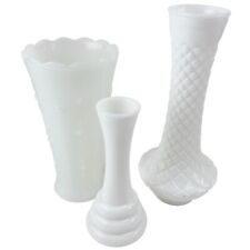 Vintage Milk Glass Bud Vases Set of 3 Mixed Lot Wedding Shower Party Cottage 9" for sale  Shipping to South Africa