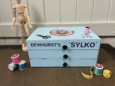 Vintage Blue Dewhurst’s Sylko Box Three Shells Drawers Haberdashery Sewing Chest, used for sale  Shipping to South Africa