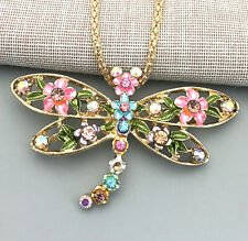 Colar/broche feminino da moda pingente de libélula flor de cristal esmaltado, usado comprar usado  Enviando para Brazil