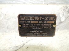 "Etiqueta de datos de tractor Waterbury modelo G Walk detrás, 2 hp, latón, década de 1950, 4 por 2,5" segunda mano  Embacar hacia Argentina