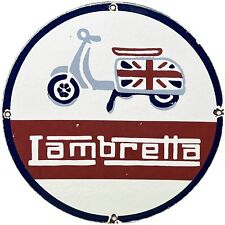 Usado, PLACA DE PORCELANA VINTAGE LAMBRETTA SCOOTER POSTO DE GASOLINA BOMBA MOTOR ÓLEO SERVIÇO VESPA comprar usado  Enviando para Brazil