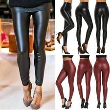 Used, Womens High Waist Slim Stretch Wet Faux Leather Skinny Tight Pants Leggings M8 for sale  OLDHAM