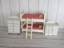 Casa de bonecas miniatura beliche branco quarto de crianças móveis de madeira cômoda baú comprar usado  Enviando para Brazil