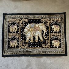 Tapestry Embroidered Indian Elephant Sequins Padded 53" x 35.5" Wall Art for sale  Shipping to South Africa