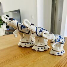 3 estatuetas de elefante dançante azul e branco vintage porcelana fina comprar usado  Enviando para Brazil