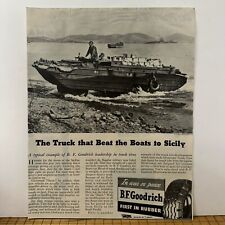 WWII 1943 B.F. Goodrich Rubber Duck Boat Sicily Print Ad 12x9.5” Poster for sale  Shipping to South Africa