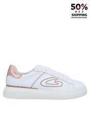 RRP€153 ALBERTO GUARDIANI Leather Sneakers US6.5 UK4 EU37 White Logo Flat for sale  Shipping to South Africa