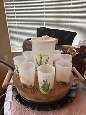 Cactus Glasses Blakely Oil Orange Juice Set Round Wooden Base/8glasses/pitcher for sale  Shipping to South Africa