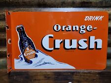 VINTAGE ORANGE CRUSH PORCELAIN SIGN 20" OLD FLANGE SODA COLA BEVERAGE DRINKSTORE, used for sale  Shipping to South Africa