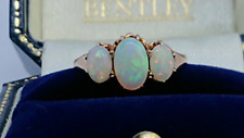 9ct Rose Gold - Fire Opal Cabochon Trilogy Vintage Ring - Size O 1/2 for sale  LIVERPOOL