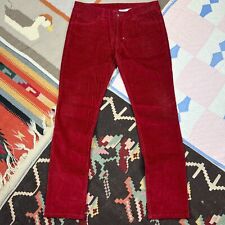 Rufskin Pants Red Slim Fit Button Fly Stretch Corduroy USA Made Men's 34x32, used for sale  Shipping to South Africa