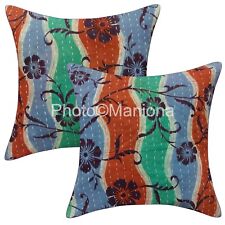 Usado, Almofada colorida Kantha estampa folhosa feita à mão Índia quarto sofá conjunto decoração comprar usado  Enviando para Brazil