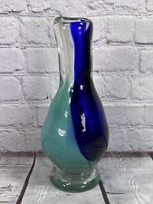 Used, vtg 90's hand blown studio art glass vase signed dated 12'' heavy glass for sale  Shipping to South Africa