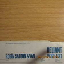 RELIANT Motor Company ROBIN Saloon Van & Optional Equipment UK PRICE LIST 1975 for sale  UK