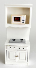 Armário de madeira branca miniatura para casa de bonecas com cooktop e microondas 1:12 comprar usado  Enviando para Brazil