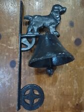 Vintage Cast Iron Dinner Farm Bell Painted Dog Wall Mount Ranch door for sale  Shipping to South Africa