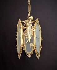 Antique Ceiling Light Pendant Lamp Vintage French Brass Venus  Glass for sale  Shipping to South Africa