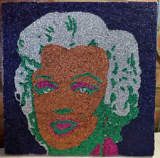 Vintage Andy Warhol Style Marilyn Monroe Pop Art Glitter Painting Canvas 17"x17" for sale  Shipping to South Africa