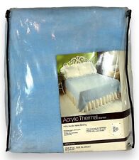 Cobertor térmico JCPenney vintage 100% acrílico borda de cetim azul tamanho completo 80x90 comprar usado  Enviando para Brazil