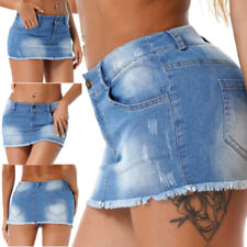 Mini-saia jeans feminina casual cintura alta bainha desgastada Bodycon linha A saias jeans comprar usado  Enviando para Brazil