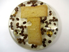 Used, Vtg Mid Century Vomit Melba Toast Coffee Beans Resin Lucite Footed Trivet 6.5" for sale  Shipping to South Africa