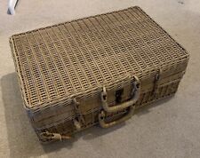 Vintage 1930's Rattan / Wicker Woven Hamper Rustic Picnic Hamper Basket Case for sale  Shipping to South Africa