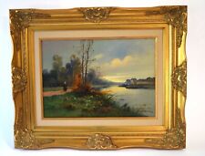 Framed Signed Oil Painting  Eugene Galien Laloue 1854-1941 Fall River Walk, used for sale  Shipping to South Africa