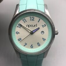 Rip Curl Echo Watch Women Silver Tone Mint Green Band Date Window New Battery for sale  Shipping to South Africa