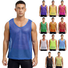 Mens T-shirts Loose Tops Mesh Vest Running Sportswear Fishnet Tank Workout Sexy for sale  Shipping to South Africa